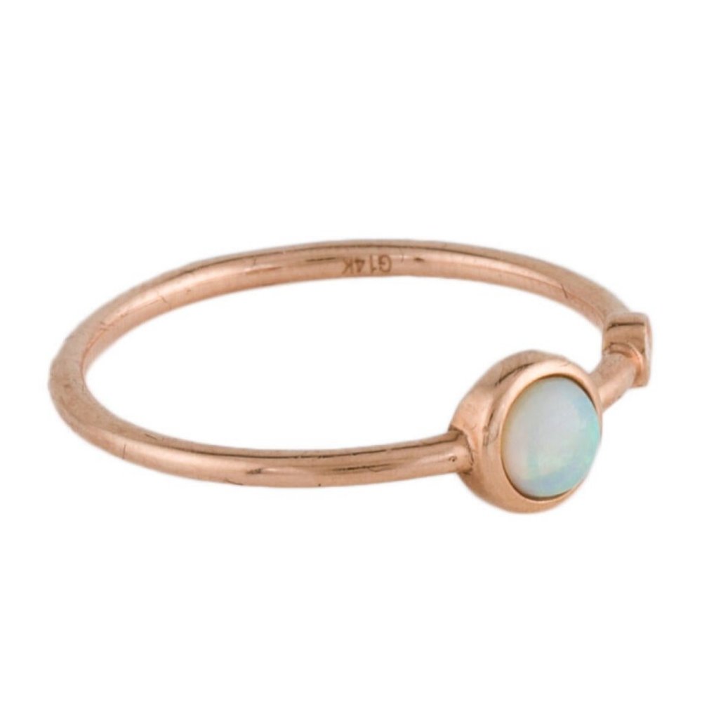 14K OPAL & DIAMOND ROSE GOLD RING - Picture 4 of 6